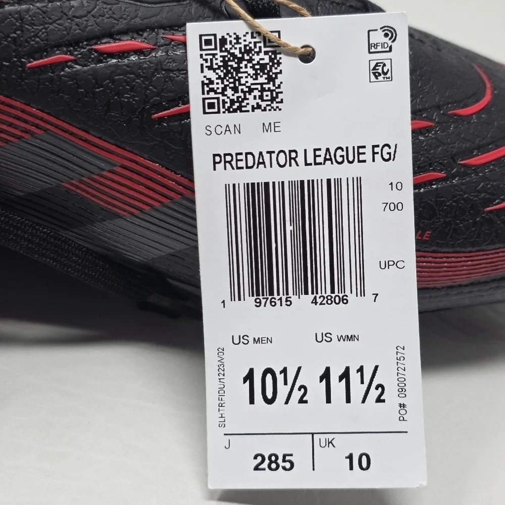 adidas Predator League Firm Ground Soccer Cleats ID1328 Mens Size 10.5 Black New